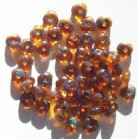 50 4x7mm Tri-Cut Transparent Topaz Firepolish Beads